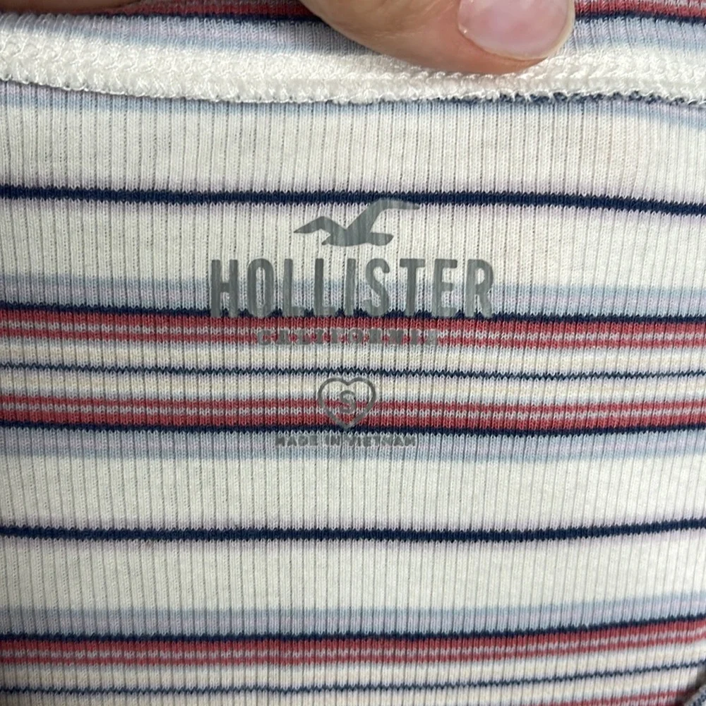 Hollister Long Sleeve Striped Ruched Front Shirt Blouse Sz Small! - Picture 4 of 6